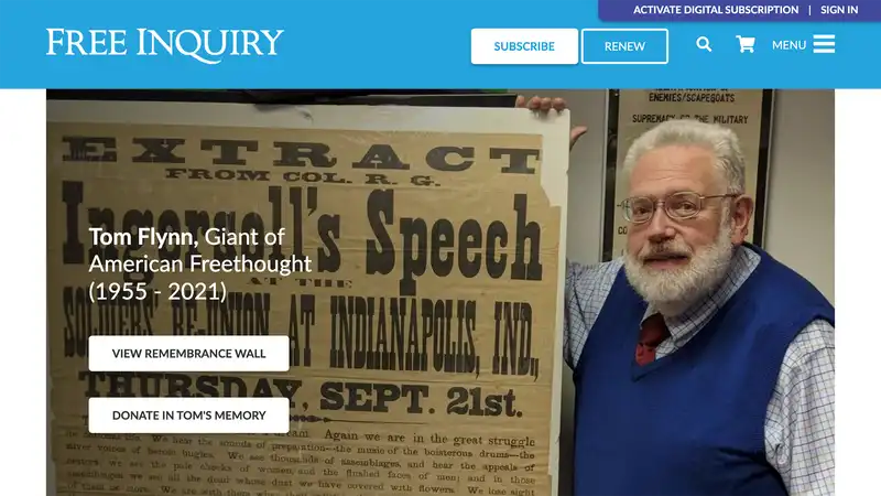 Free Inquiry Magazine Screenshot